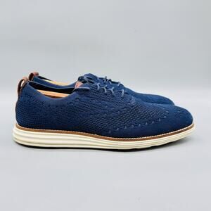 Cole Haan Shoes Mens 9.5 Blue Knit Grand Wingtip Oxford Dress Sneakers Comfort